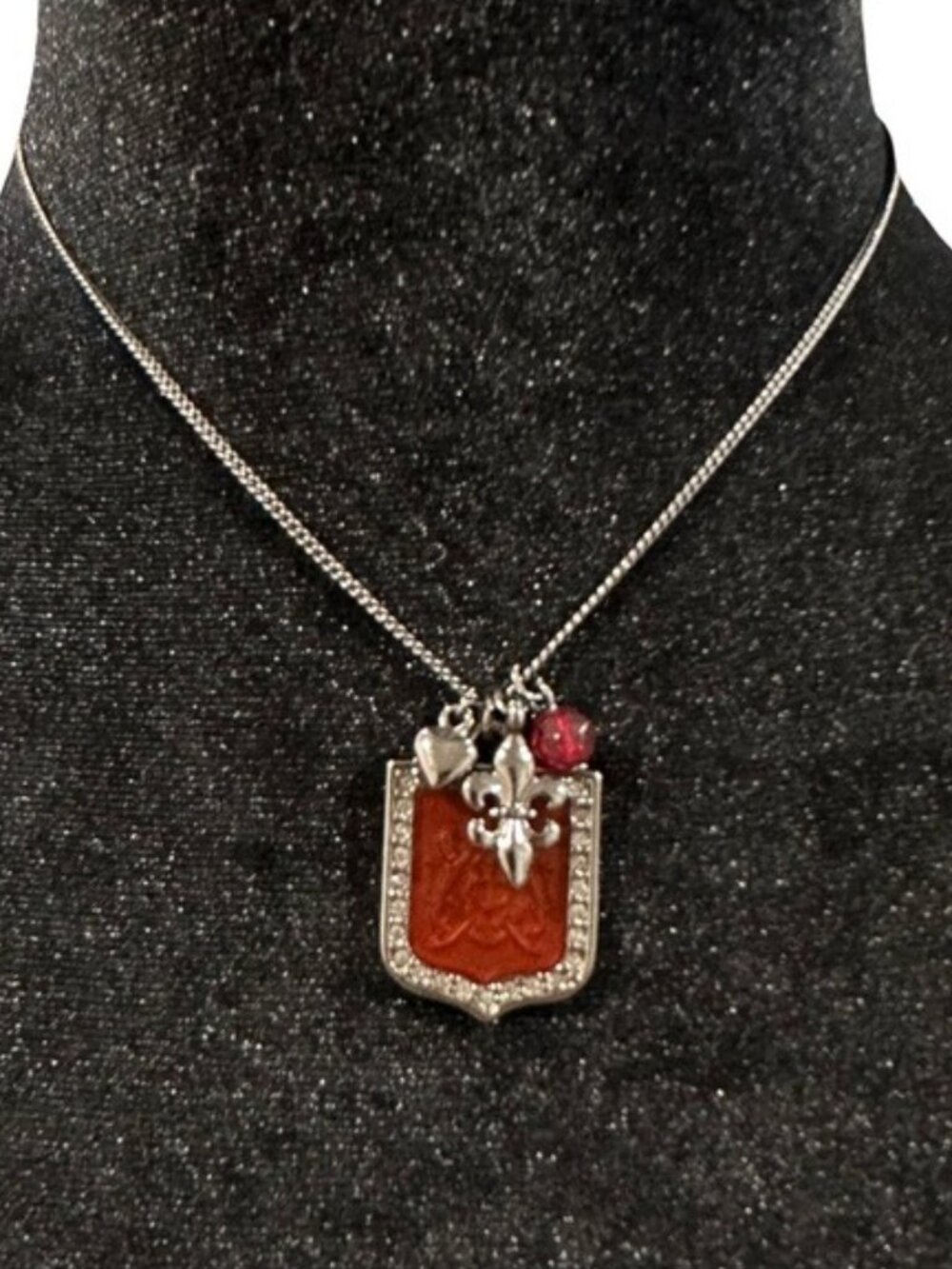 Y2K Express Necklace Coat of Arms Pendant Fleur De Lis Vintage Jewelry